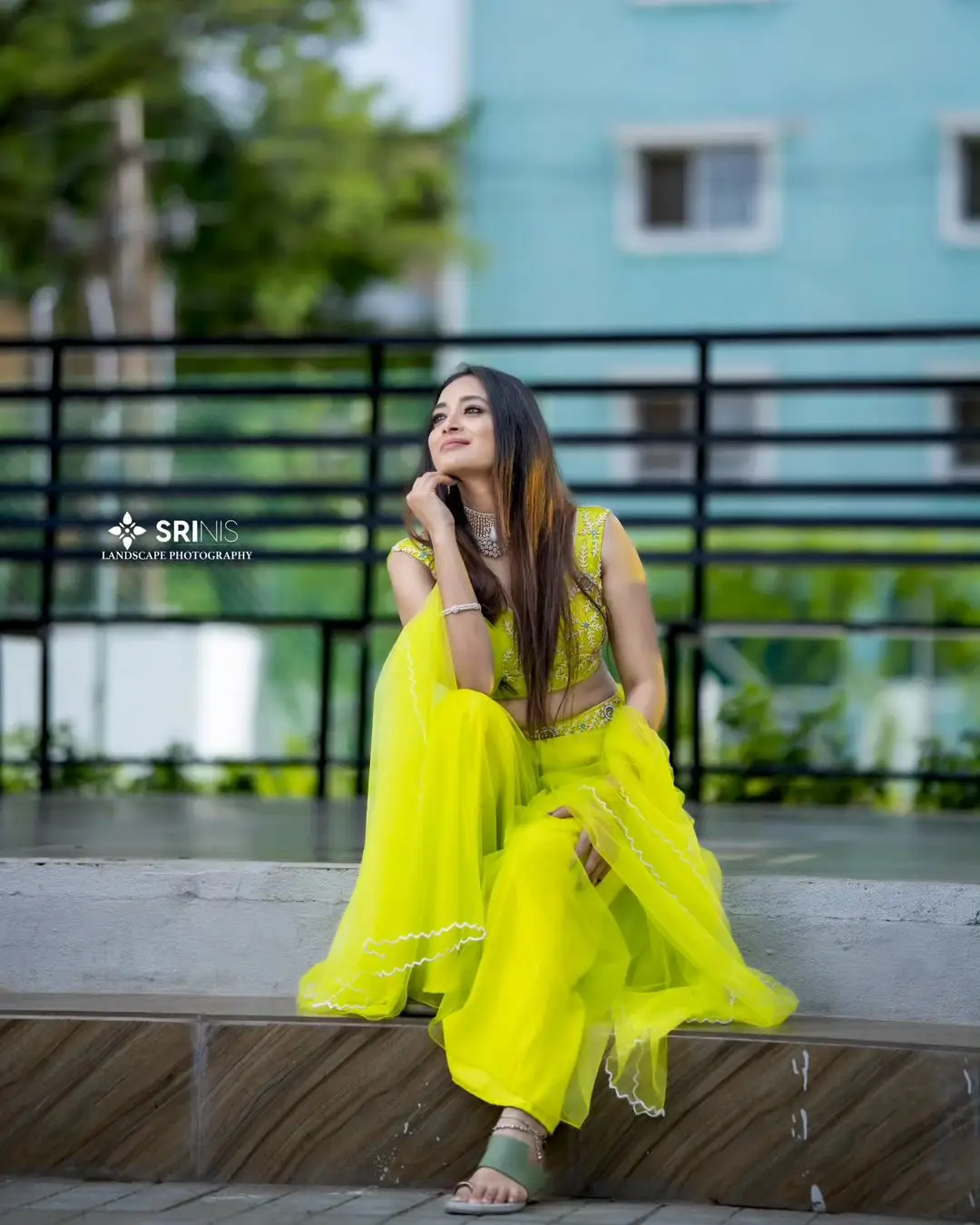 ETV Actress Bhanu Sri in Beautiful Lemon Green Lehenga Choli